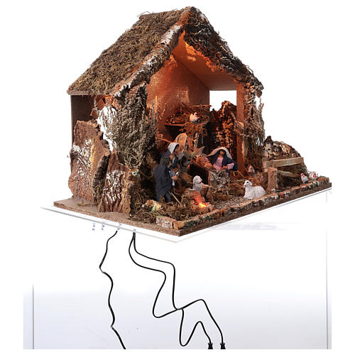 Nativity stable with moving figurines of 15cm, illuminated 46x57x38cm 4
