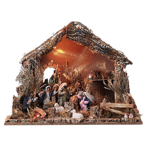 Nativity stable with moving figurines of 15cm, illuminated 46x57x38cm 1