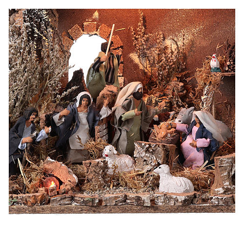 Nativity stable with moving figurines of 15cm, illuminated 46x57x38cm 2