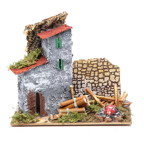 Nativity fire accessory with 1 LED light, battery powered 18x20x14cm 5