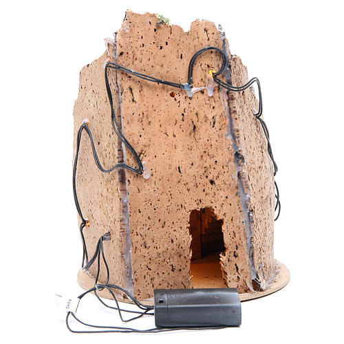 Nativity village with grotto, illuminated with 10 lights 24x18cm 8