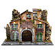 Nativity village with stable, illuminated with 10 battery lights 43x60x34cm s1