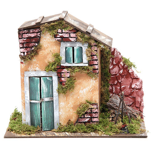 Setting for nativities with stable or fire, assorted models 23x28x15cm 1