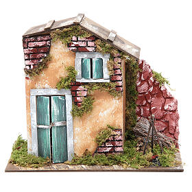 Cenário casa de campo para presépio de Natal, modelos surtidos (com manjedoura ou fogueira tripé), medidas: 23x28x15 cm