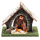 Cabaña belén 14x15x13 con linterna y figuras Natividad 5 cm s1