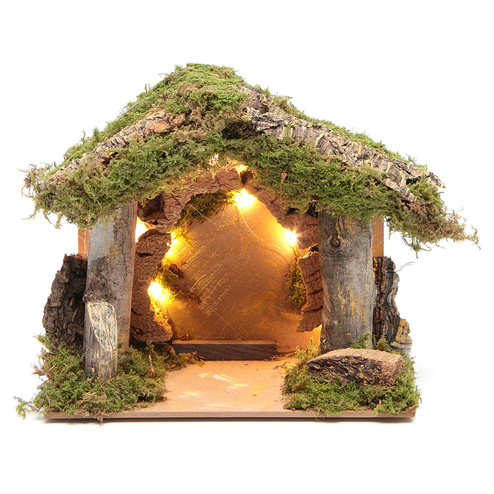 Nativity stable illuminated with 10 battery lights 17x20x14cm online