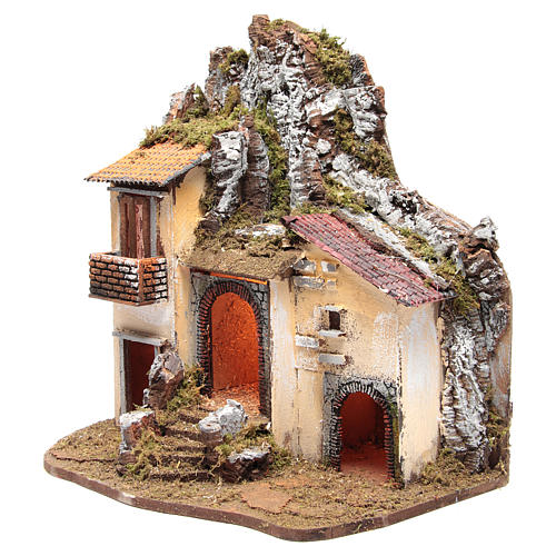 Nativity village with stable illuminated 55x50x35cm 2