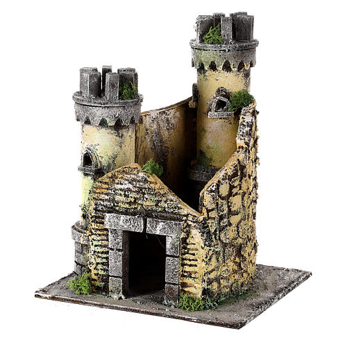 Castillo en resina y corcho belén Napolitano 21x19x17 cm. 2