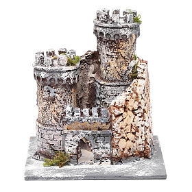 Castello presepe Napoli in resina e sughero 17x15x15 cm
