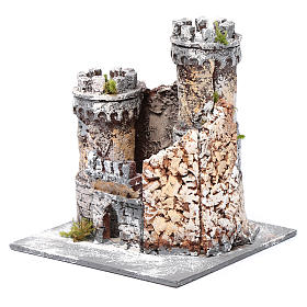 Castello presepe Napoli in resina e sughero 17x15x15 cm
