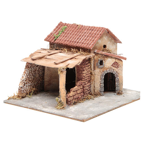 Casas em cortiça e resina presépio Nápoles 20x28x26 cm 3