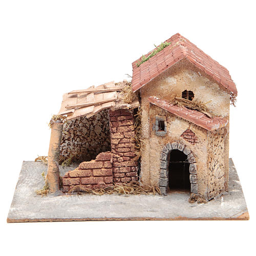 Houses in cork & resin Neapolitan Nativity 20x28x26 cm 1