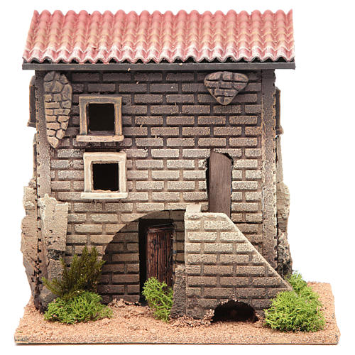 Nativity setting, house with stairs measuring 23x23x10cm 1