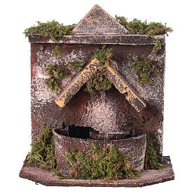 Electric fountain with real wood and cork for Neapolitan Nativity 16x14.5x14cm