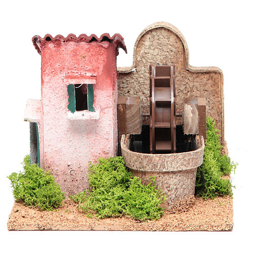 Water mill for nativities measuring 14x25x17cm 1