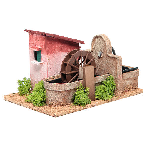 Water mill for nativities measuring 14x25x17cm 2