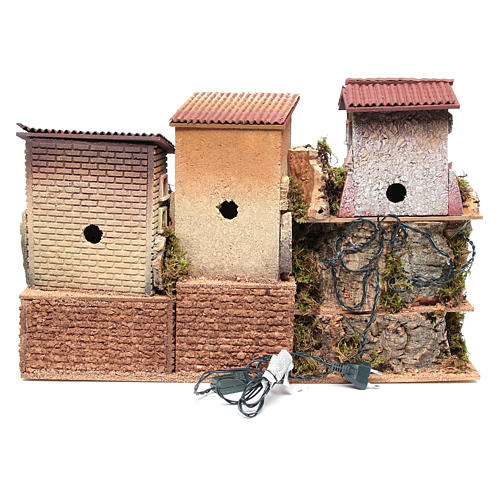 Borgo presepe illuminato con grotta 33x60x25 cm 4