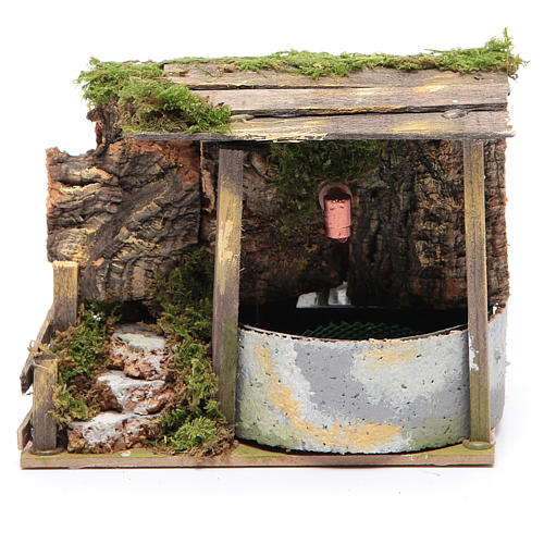 Electric fountain in rocky environment for nativity scene sized 10x15x10 cm 1