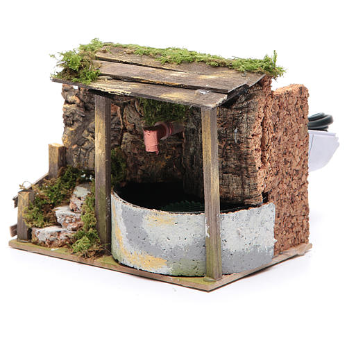 Electric fountain in rocky environment for nativity scene sized 10x15x10 cm 2