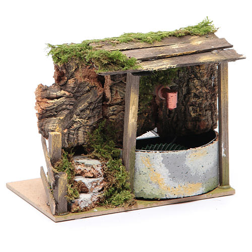Electric fountain in rocky environment for nativity scene sized 10x15x10 cm 3