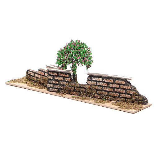 Wood fence with trees 10x30x5 cm 3