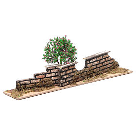 Wood fence with trees 10x30x5 cm