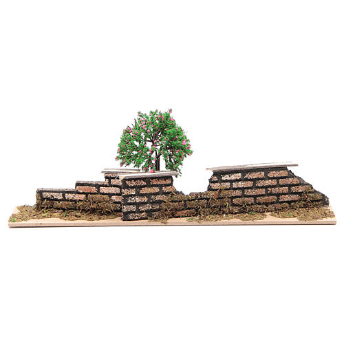 Wood fence with trees 10x30x5 cm 1
