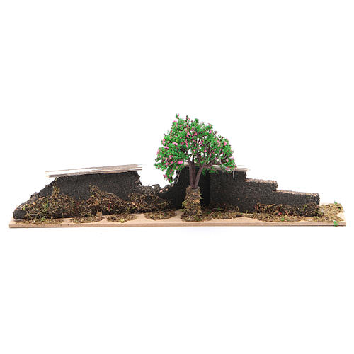 Wood fence with trees 10x30x5 cm 4