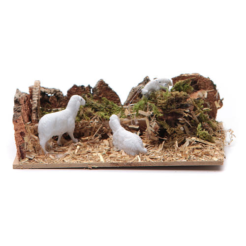 Nativity scene setting with sheep sized 5x15x10 cm 1