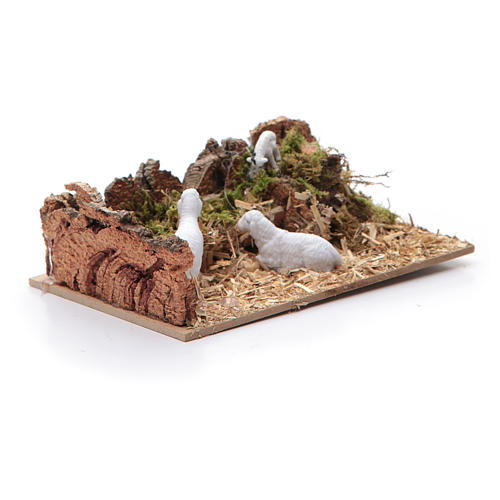 Nativity scene setting with sheep sized 5x15x10 cm 2