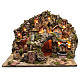 Nativity scene village with lights, moving windmill and watermill and fountain s1