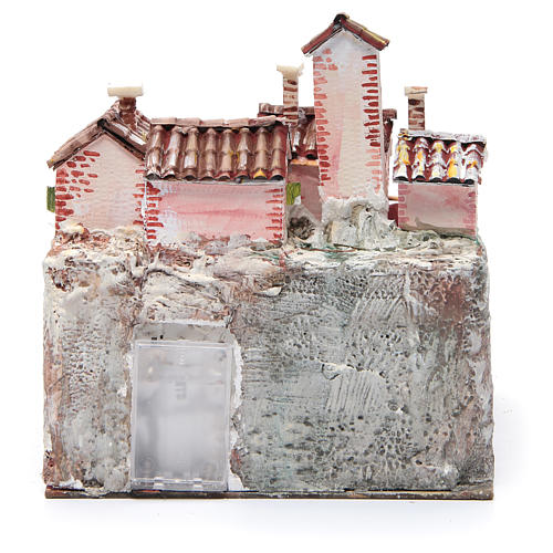 Krippenszenerie felsige Landschaft 25x25x20 cm mit 10 batteriebetriebenen Lichtern 4