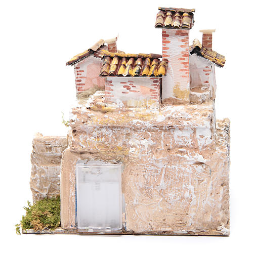 Presepe con grotta e un gruppo di case 25x25x20 cm 4