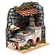 Kitchen for nativity scene with fireplace, lights and fire  25x20x15 cm s3