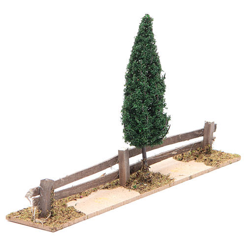 Wood fence with trees 15x25x5 cm 2