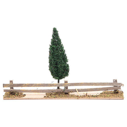 Wood fence with trees 15x25x5 cm 1