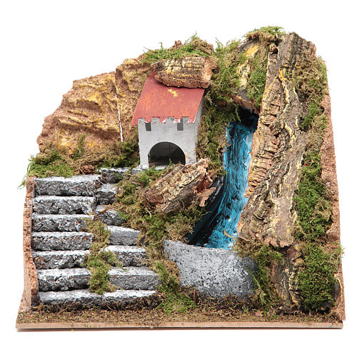 Wasserfall mit elektrischer Pumpe, Krippenzubehör, 15x20x15 cm 1