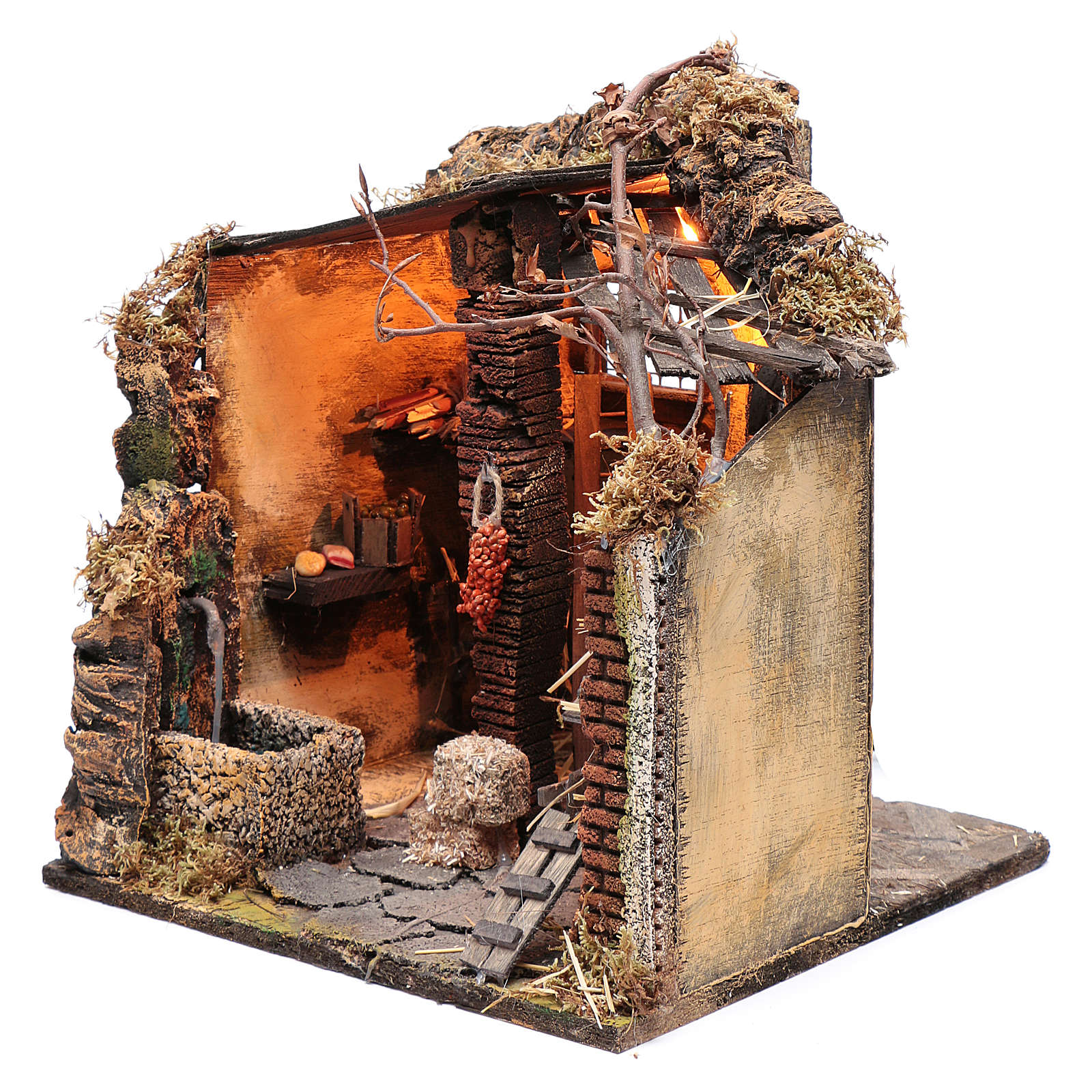 Grotta presepe napoletano 25x25x25 cm illuminata | vendita online su