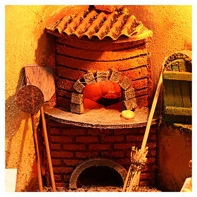 Neapolitan Nativity Scene: Illuminated oven scene 30x30x30 cm for Neapolitan nativity scene