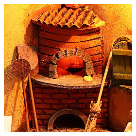 Illuminated oven scene 30x30x30 cm for Neapolitan nativity scene