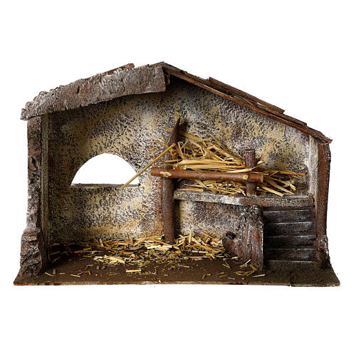 Nativity scene hut with ladder and barn 20x35x20 cm 1