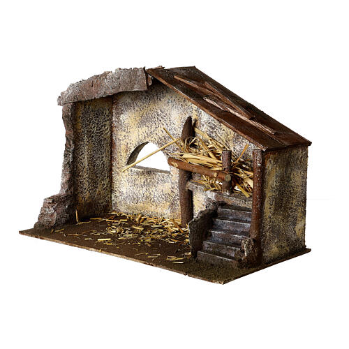 Nativity scene hut with ladder and barn 20x35x20 cm 2
