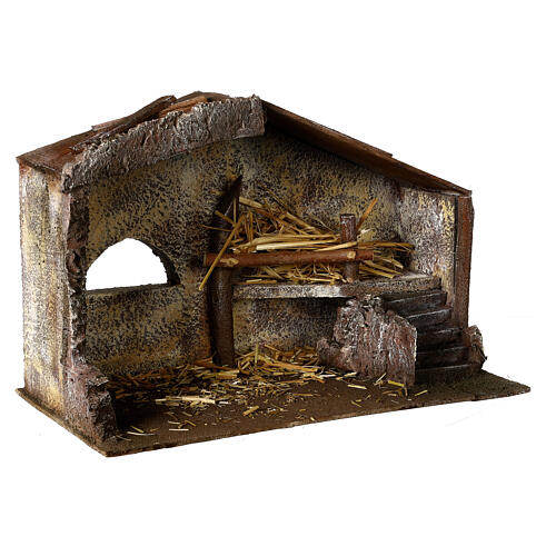 Nativity scene hut with ladder and barn 20x35x20 cm 3
