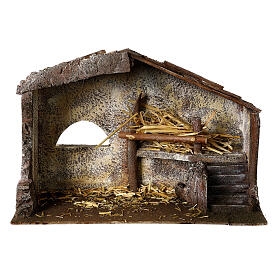 Nativity scene hut with ladder and barn 20x35x20 cm