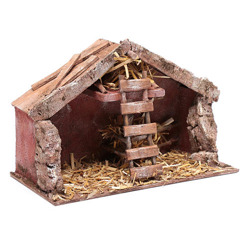 Nativity scene hut with ladder 20x30x15 cm   3