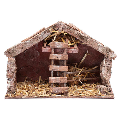 Nativity scene hut with ladder 20x30x15 cm   1