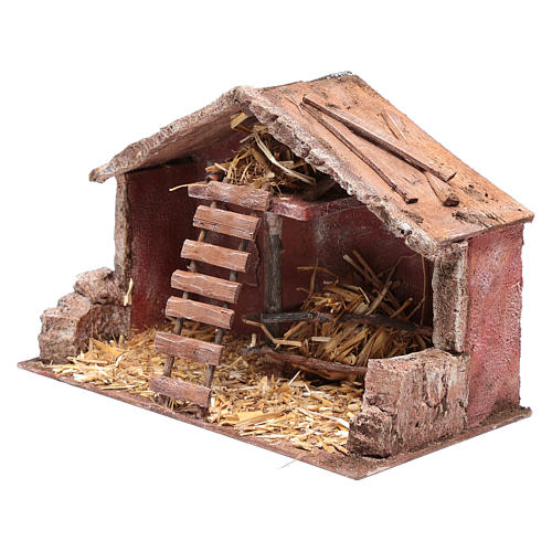 Nativity scene stable with ladder 20x30x15 cm 2