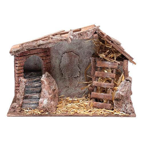 Nativity scene hut with ladder 20x30x15 cm 1