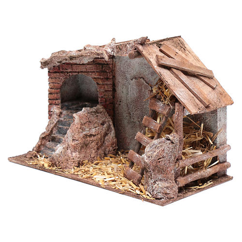 Nativity scene hut with ladder 20x30x15 cm 2