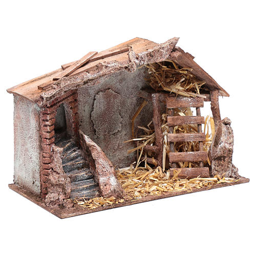 Nativity scene hut with ladder 20x30x15 cm 3